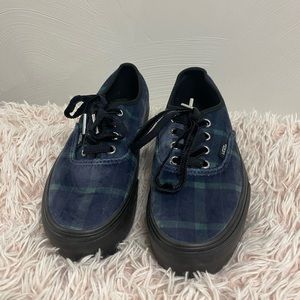Vans Authentic Stackform Velvet Plaid Shoe Size 7